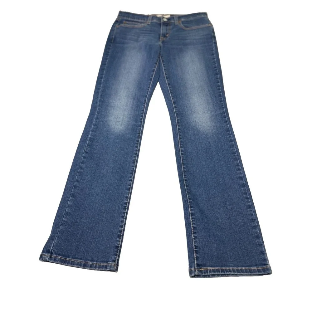 Levi's 414 Womens Jeans 27 Relaxed Straight Leg  Mid Rise Stretch Denim Blue
